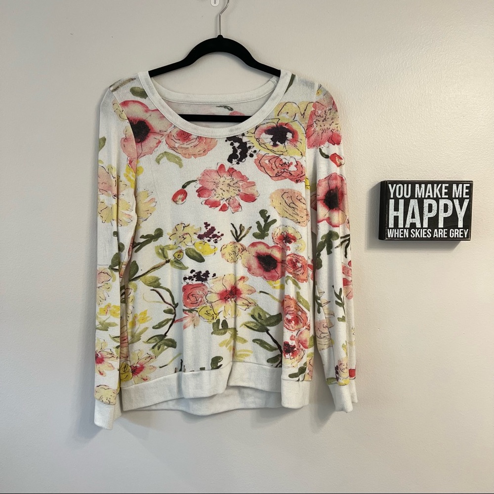 Chaser open back floral sweater